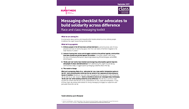 Messaging checklist for advocates to build solidarity across difference (2019). Edited by Laurie Mompelat.
